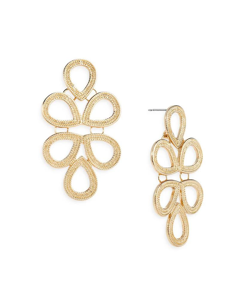 商品Shashi|Trellis Textured Open Pear-Shape Cluster Statement Earrings in 14K Gold Plated,价格¥507,第1张图片详细描述