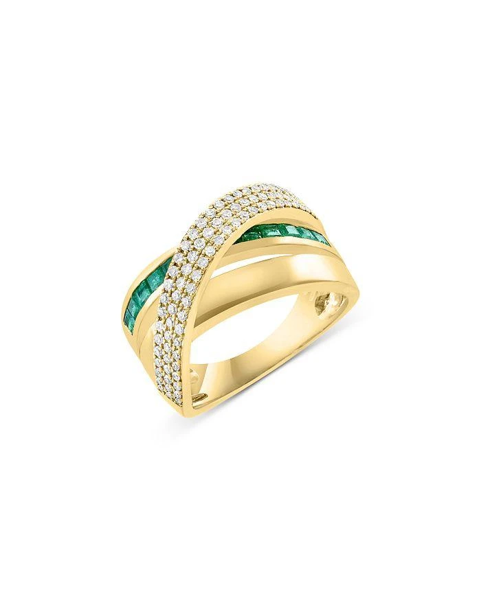 商品Bloomingdale's|Emerald & Diamond Crossover Ring in 14K Yellow Gold,价格¥10346,第1张图片