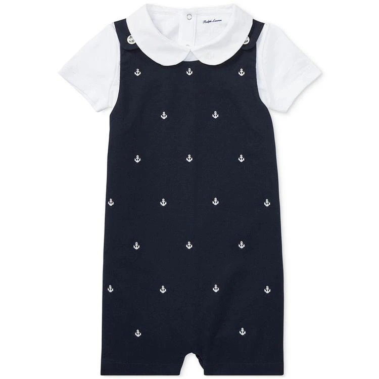 商品Ralph Lauren|Ralph Lauren Cotton Interlock Bodysuit and Overalls Set, Baby Boys,价格¥265,第1张图片
