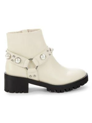 商品Karl Lagerfeld Paris|Pixie Embellished Moto Booties,价格¥376,第1张图片