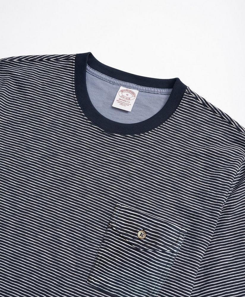 商品Brooks Brothers|Striped Slub Cotton Pocket T-Shirt,价格¥370,第4张图片详细描述