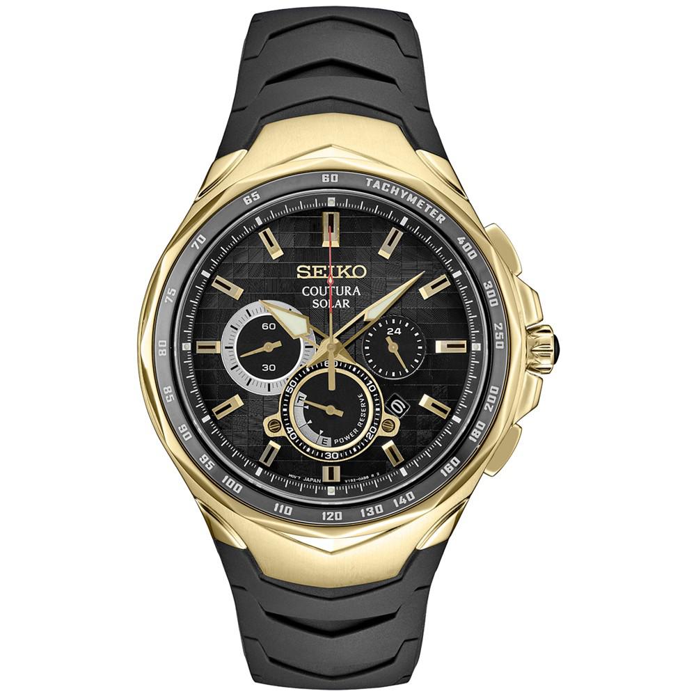 Men's Chronograph Coutura Solar Black Rubber Strap Watch 46mm商品第1张图片规格展示