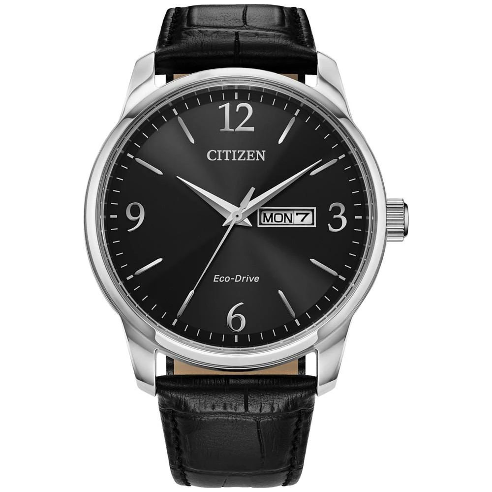 商品Citizen|Eco-Drive Men's Black Leather Strap Watch 42mm,价格¥1028,第1张图片