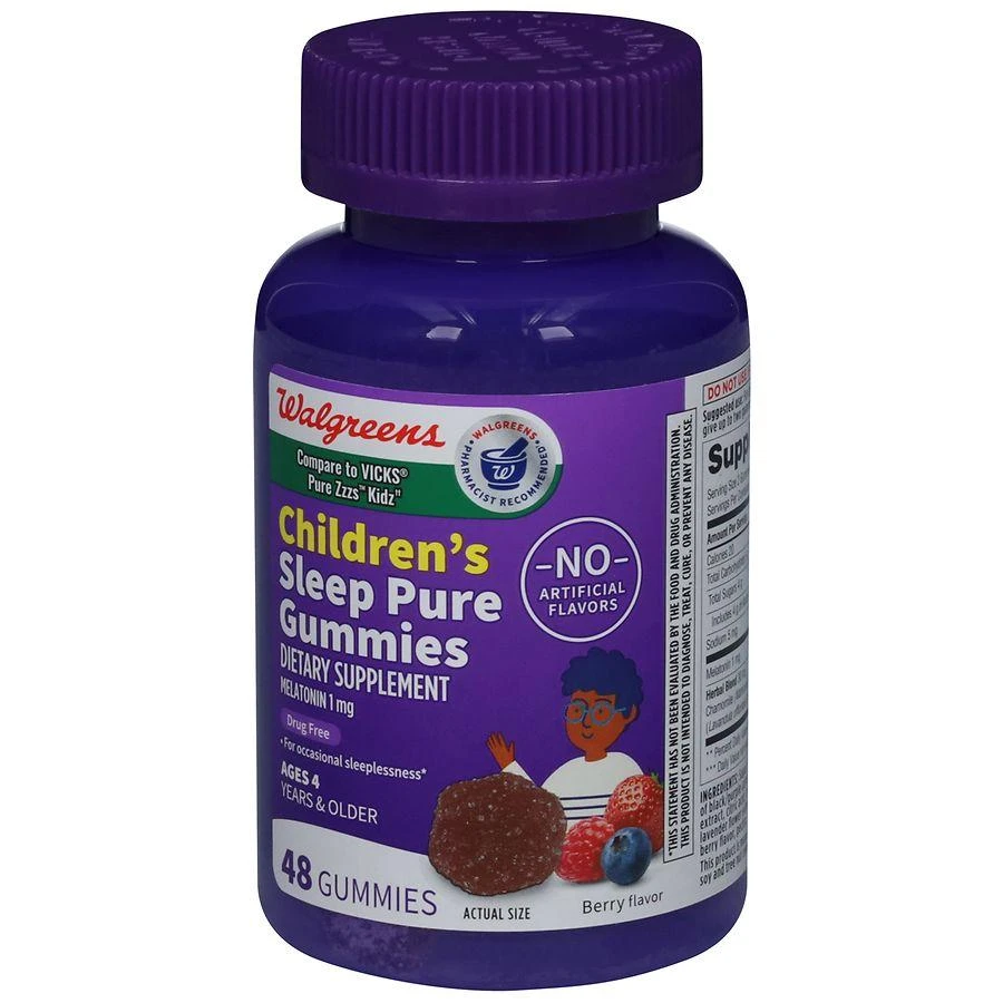 商品Walgreens|Children's Sleep Pure Gummies Melatonin 1 mg Berry,价格¥112,第3张图片详细描述