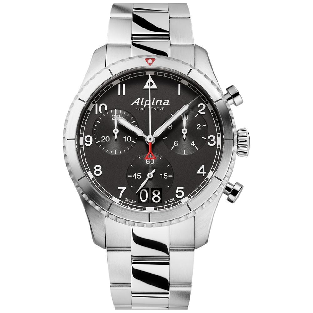 商品Alpina|Men's Swiss Chronograph Startimer Pilot Stainless Steel Bracelet Watch 44mm,价格¥8666,第1张图片