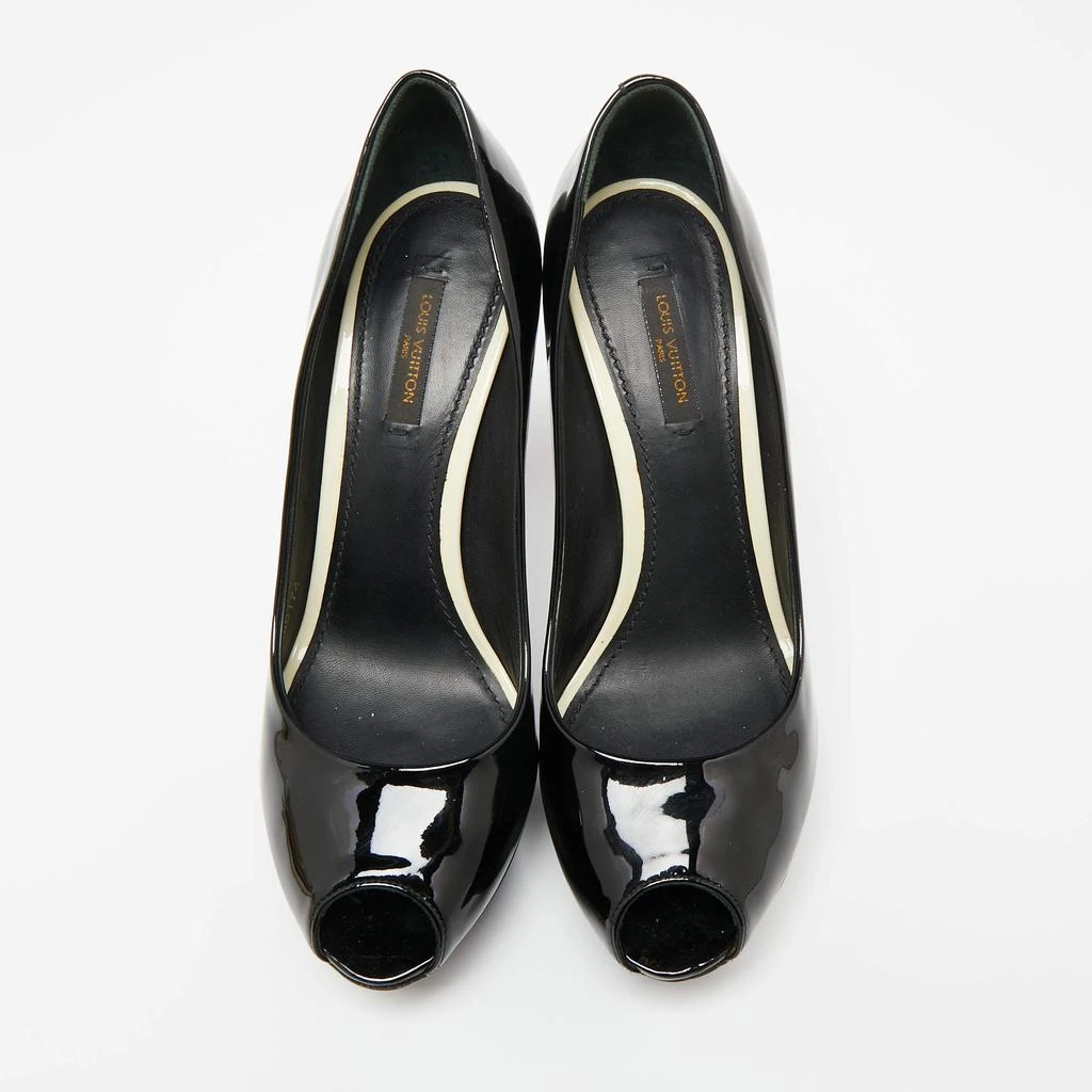 商品[二手商品] Louis Vuitton|Louis Vuitton Black Patent Leather  Peep Toe Platform Pumps Size 37.5,价格¥3111,第3张图片详细描述
