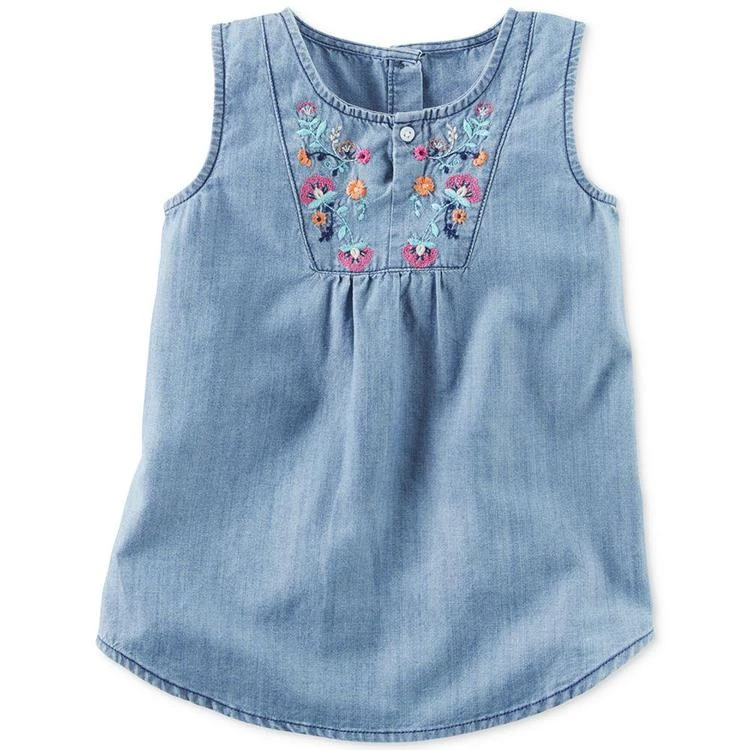 商品Carter's|Embroidered Chambray Cotton Tunic, Toddler Girls (2T-4T),价格¥58,第2张图片详细描述