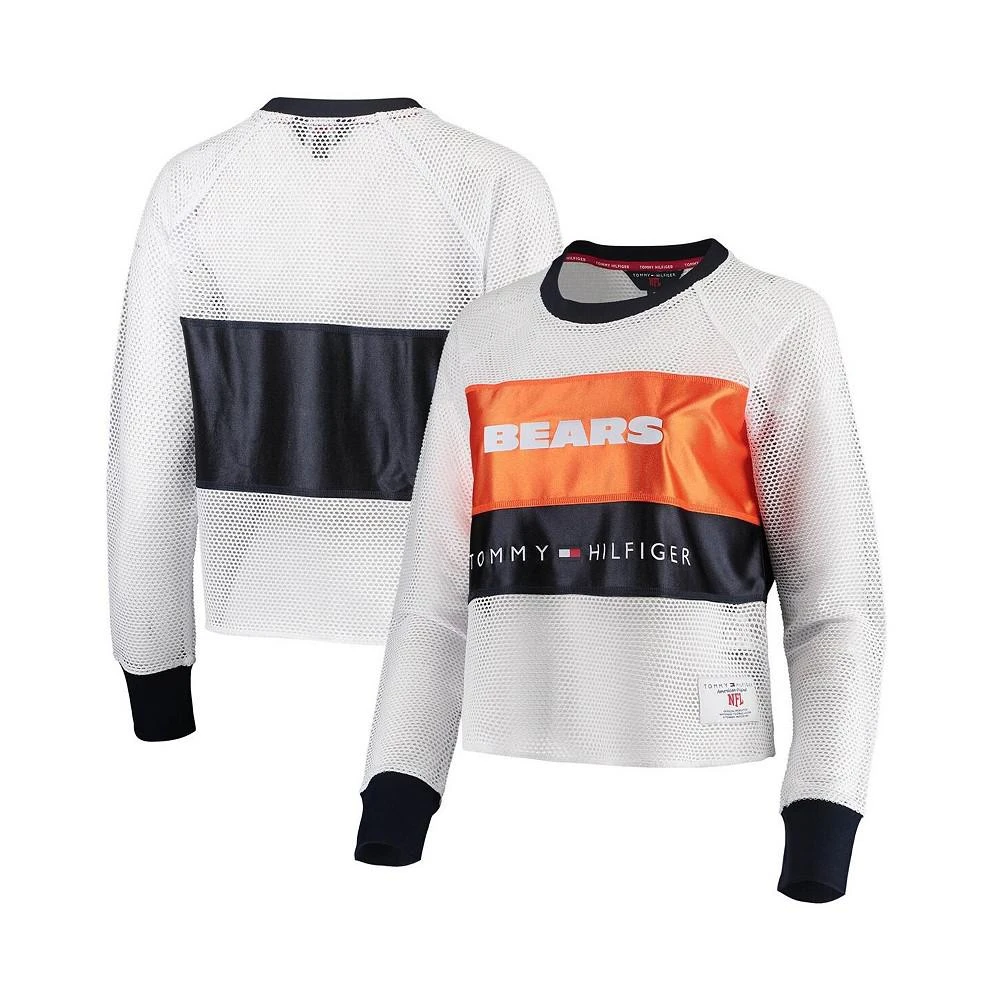 商品Tommy Hilfiger|Women's White and Orange Chicago Bears Mesh Raglan Long Sleeve T-shirt,价格¥443,第1张图片