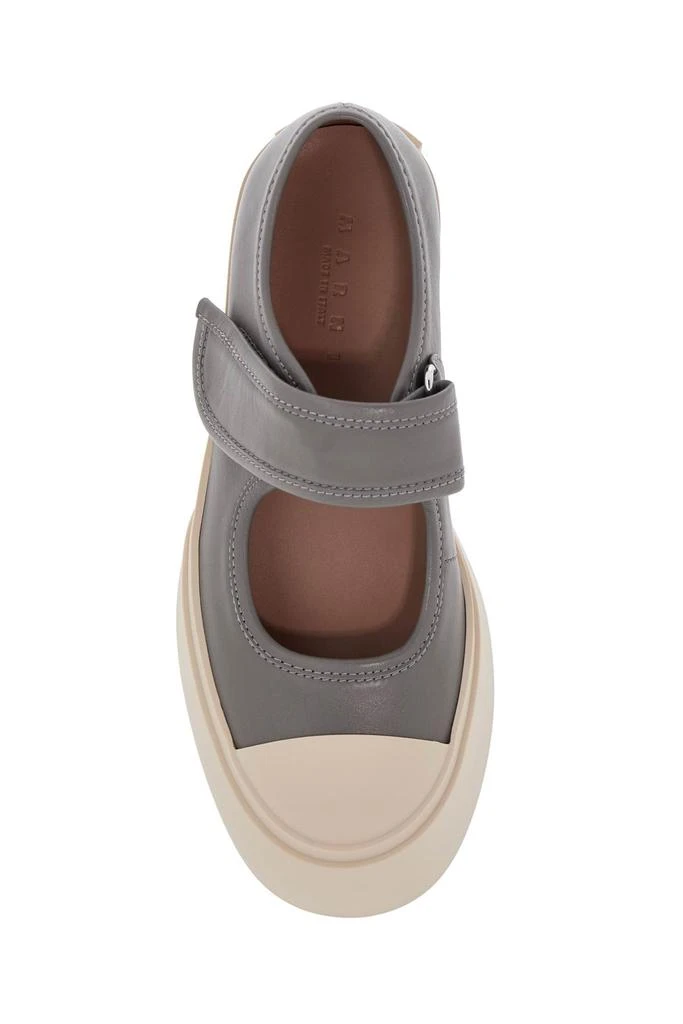 商品Marni|gray calfskin low-top sneakers with hook-and-loop closure,价格¥1976,第2张图片详细描述