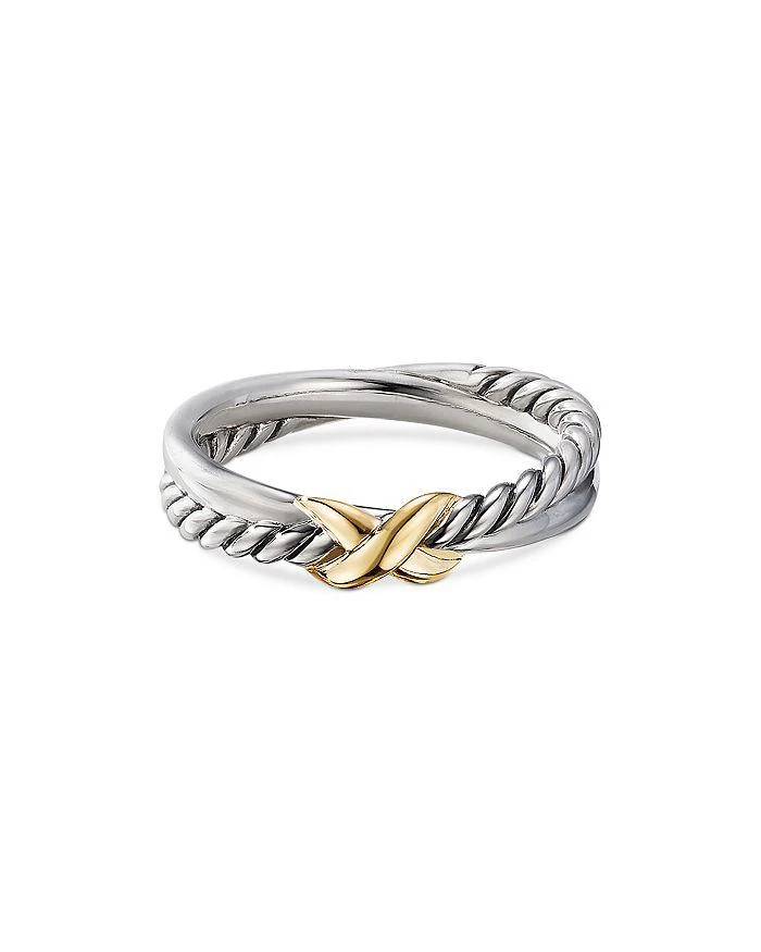 商品David Yurman|Petite X Ring in Sterling Silver with 18K Yellow Gold, 4mm,价格¥2232,第1张图片详细描述