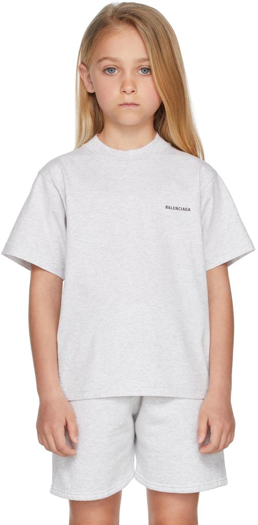 灰色徽标儿童 T 恤商品第2张图片规格展示