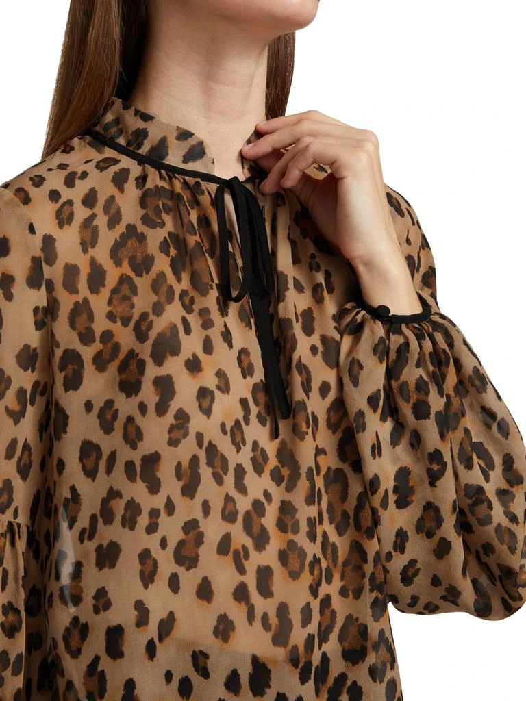商品VERONICA BEARD|Charen Leopard-Print Silk Blouse,价格¥1489,第4张图片详细描述