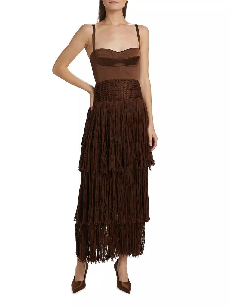 商品Alejandra Alonso Rojas|Bustier Silk Fringe Crochet Dress,价格¥11676,第3张图片详细描述