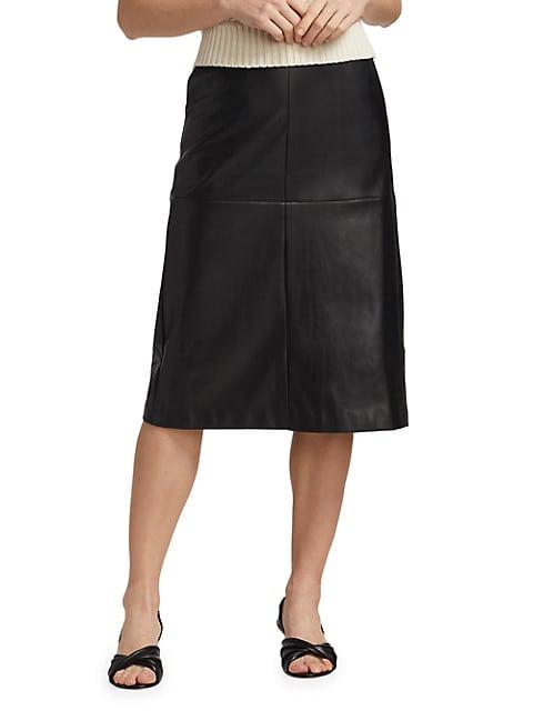 Doreen Cross Seamed Faux Leather Skirt商品第3张图片规格展示