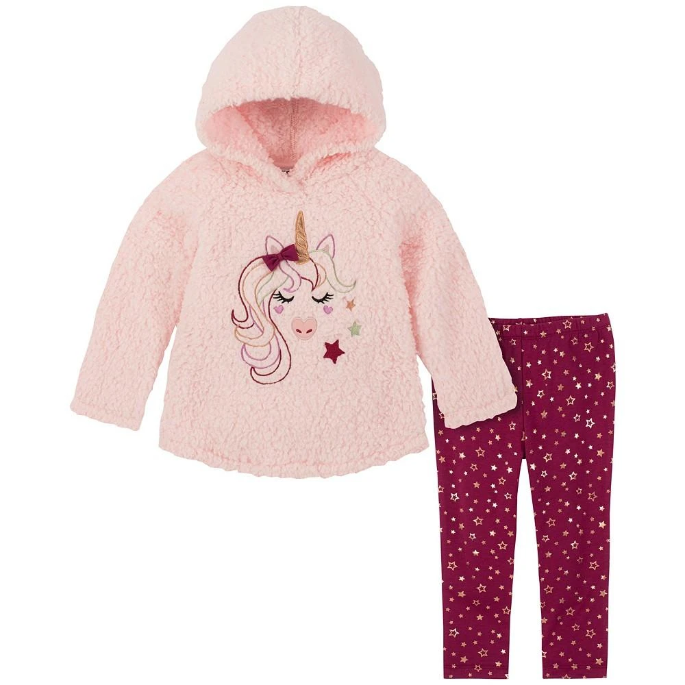 商品KIDS HEADQUARTERS|Little Girls Hooded Unicorn Sherpa Tunic and Foil-Print Leggings, 2 Piece Set,价格¥165,第1张图片