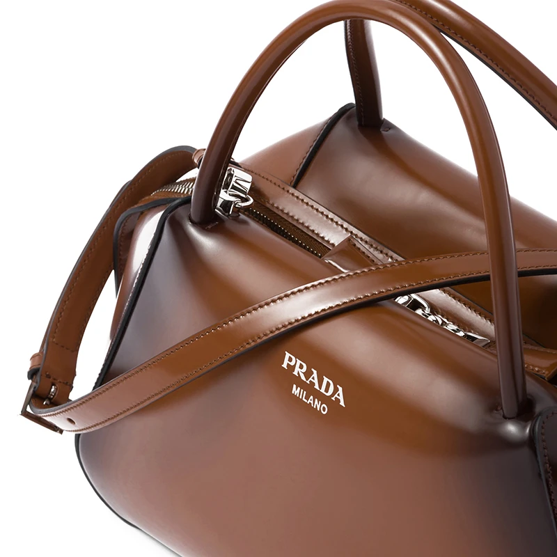 PRADA/普拉达 22新款中号女士烟草色皮革珐琅金属拉丝渐变效果可斜挎手提包1BA365_ZO6_F03AK_V_OSO 商品