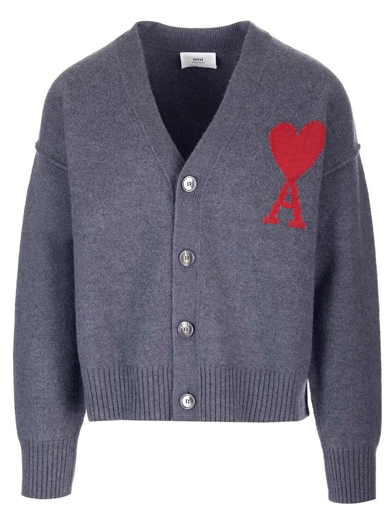 商品AMI|Grey ami De Coeur Cardigan,价格¥3092,第1张图片