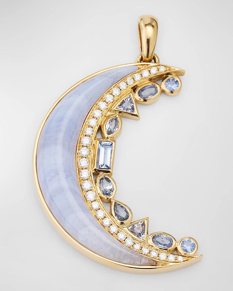 商品Sorellina|18K Yellow Gold Blue Lace Agate Crescent Moon Pendant,价格¥30493,第1张图片