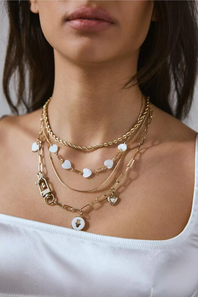 商品Urban Outfitters|Hearts & Charms 5-Piece Layering Necklace Set,价格¥111,第1张图片