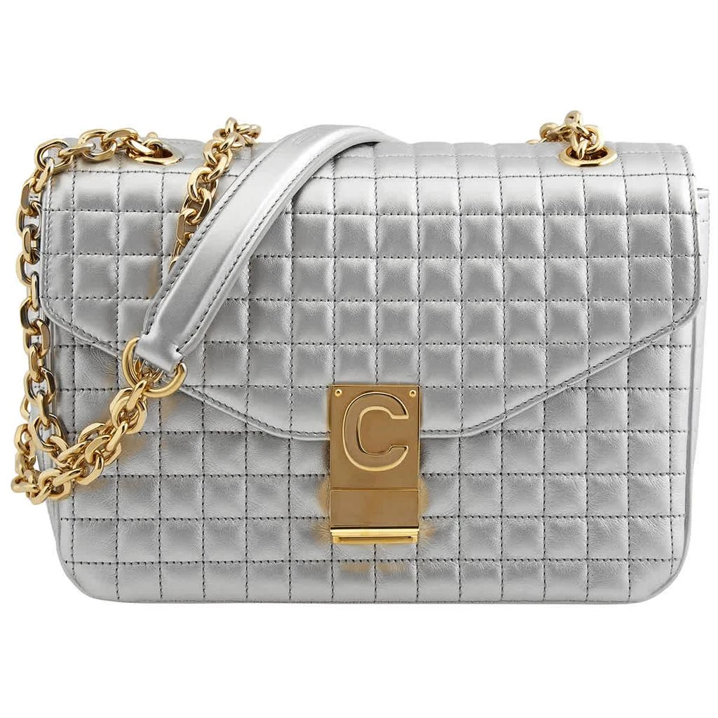 商品Celine|Celine Silver Ladies Medium Laminated Quilted Calfskin Shoulder Bag,价格¥9900,第2张图片详细描述