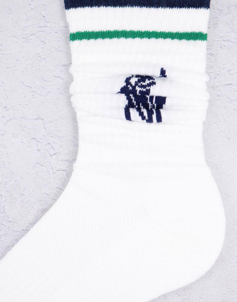 Polo Ralph Lauren 3 pack sport socks in white with stripe and large pony logo商品第3张图片规格展示