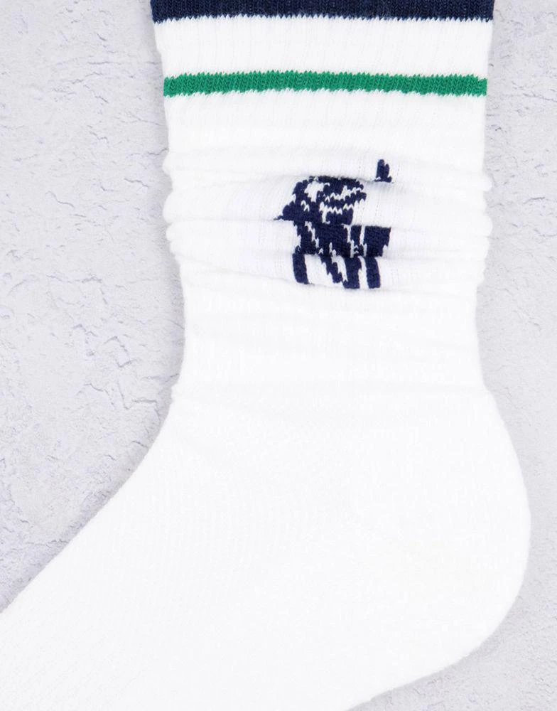 商品Ralph Lauren|Polo Ralph Lauren 3 pack sport socks in white with stripe and large pony logo,价格¥179,第3张图片详细描述