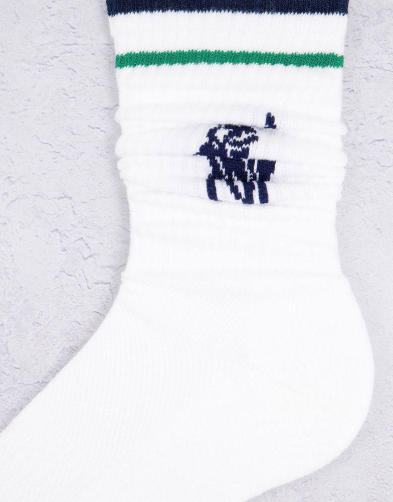 商品Ralph Lauren|Polo Ralph Lauren 3 pack sport socks in white with stripe and large pony logo,价格¥218,第5张图片详细描述