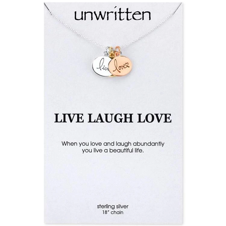 商品Unwritten|Tri-Tone Live, Laugh, Love Pendant Necklace in Sterling Silver,价格¥135,第1张图片