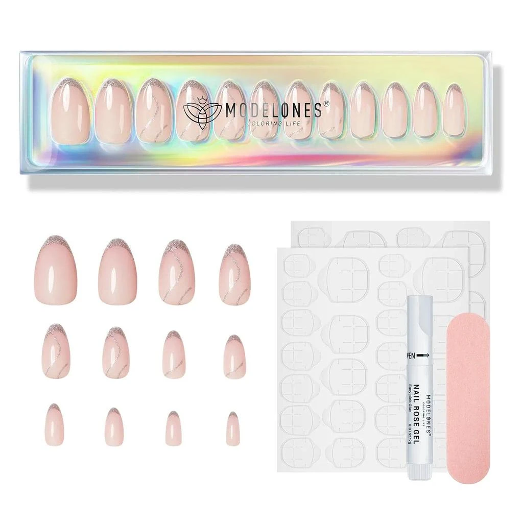 Glam Frenchin - 24 Fake Nails 12 Sizes Short Almond Press on Nails Kit 商品