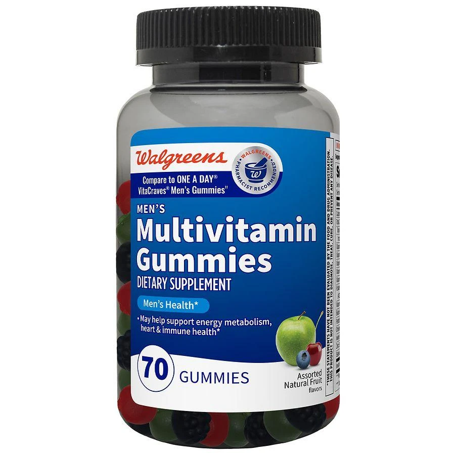 商品Walgreens|Men's Multivitamin Gummies (35 days) Assorted Natural Fruit,价格¥67,第1张图片