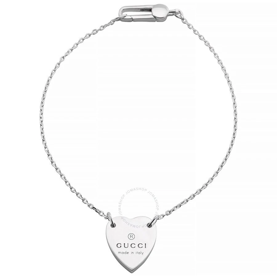 商品Gucci|Silver Engraved Heart Motif Trademark Bracelet,价格¥1346,第1张图片