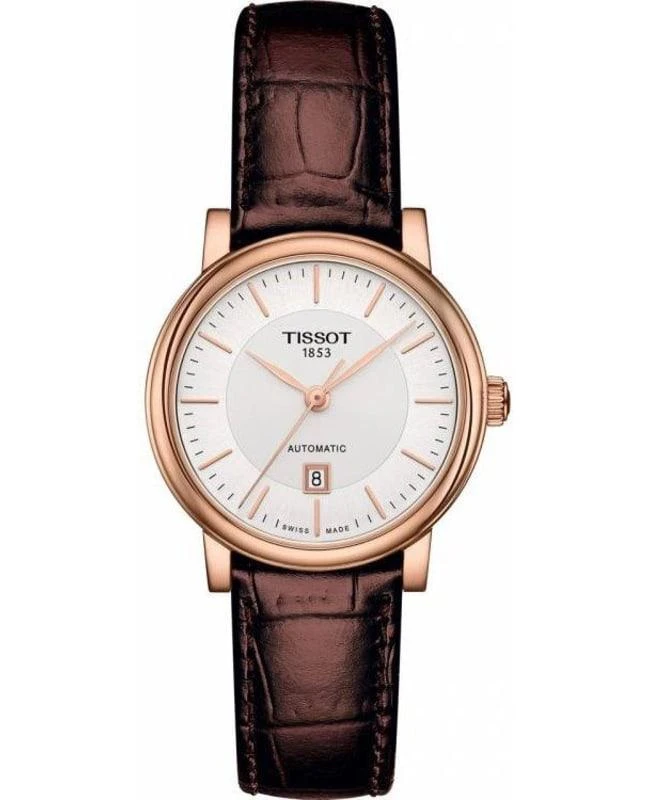 商品Tissot|Tissot Carson Automatic Silver Dial Brown Leather Strap Women's Watch T122.207.36.031.00,价格¥4207,第1张图片