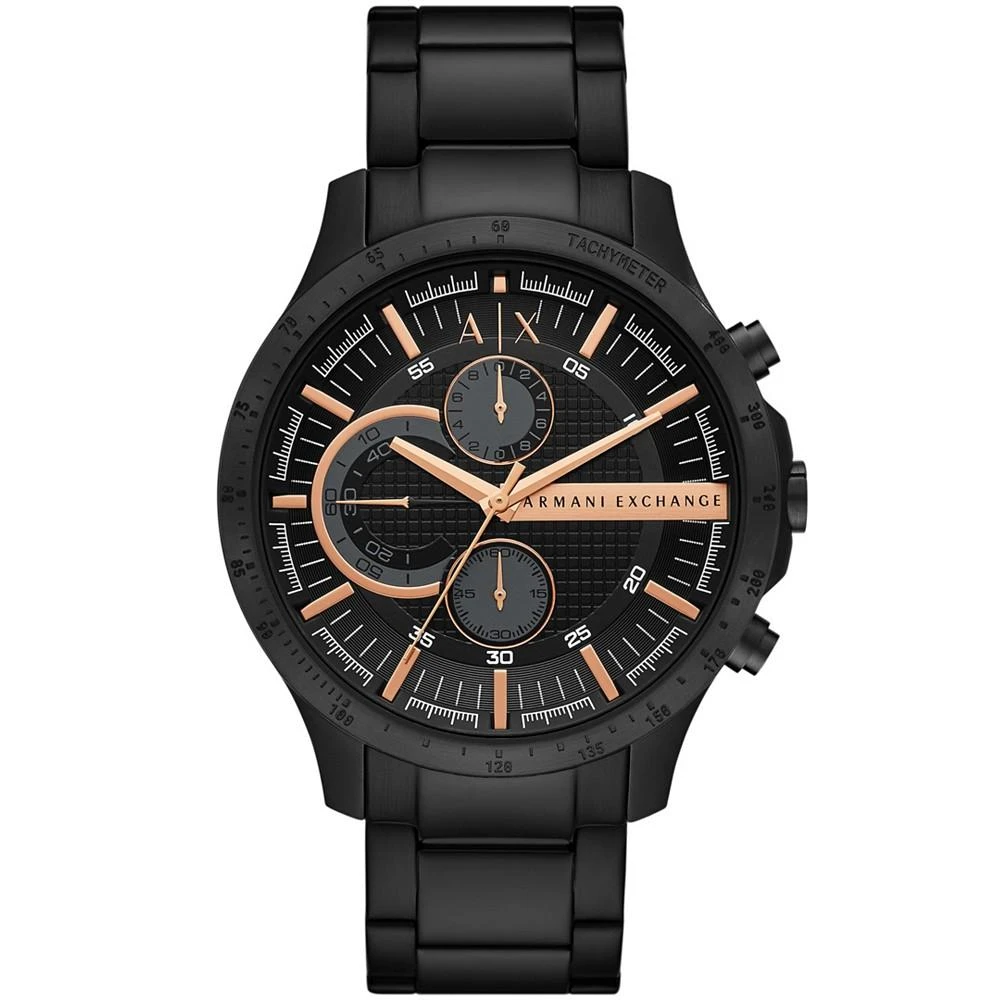 商品Armani Exchange|Men's Chronograph in Black Plated Stainless Steel Bracelet Watch 46mm,价格¥1657,第1张图片