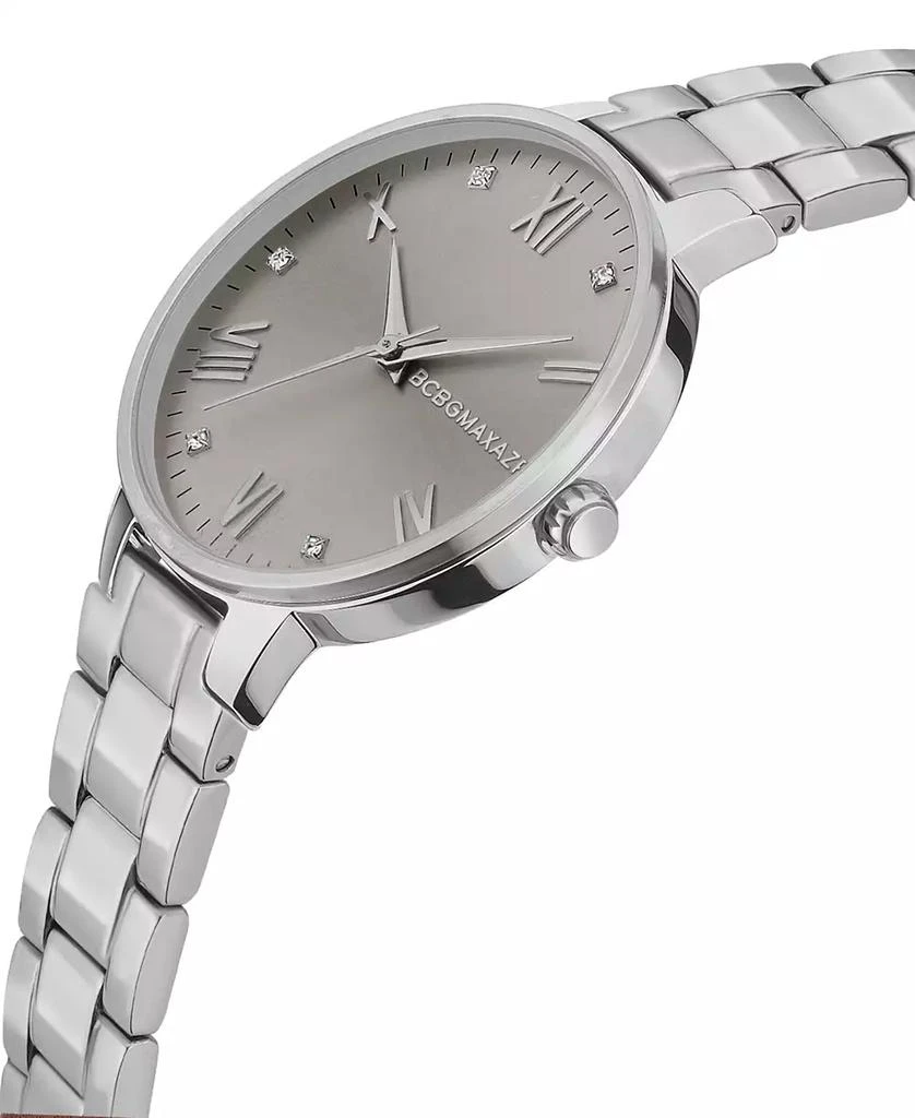 商品BCBG|Women's 3 Hands Silver-Tone Stainless Steel Bracelet Watch 32 mm,价格¥514,第2张图片详细描述