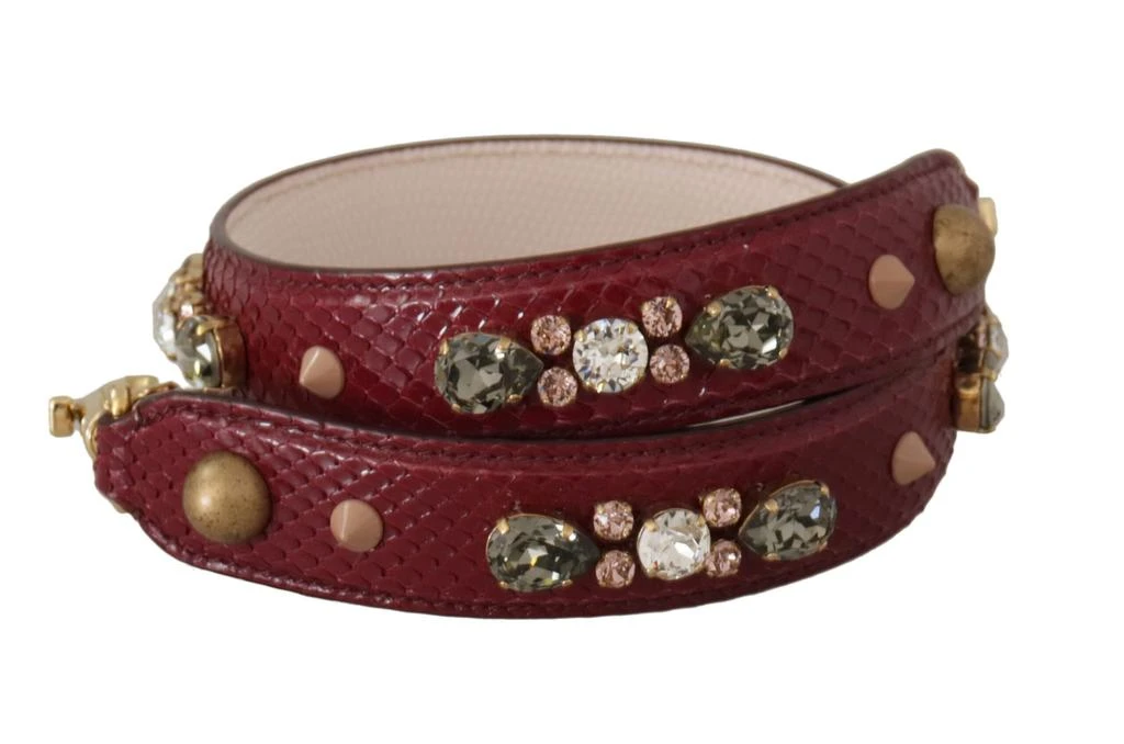 商品Dolce & Gabbana|Dolce & Gabbana Bordeaux Leather Crystals Bag Shoulder Strap,价格¥3059,第2张图片详细描述