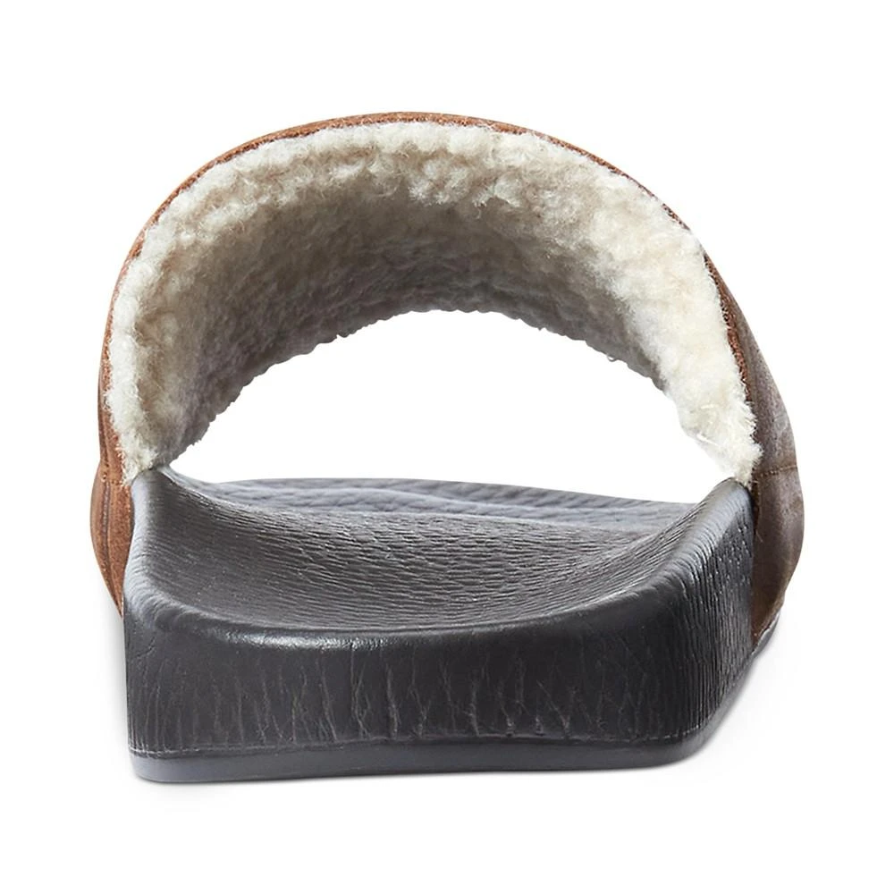 商品Ralph Lauren|Men's Suede & Sherpa-Lined Logo Slide Sandals,价格¥209,第4张图片详细描述