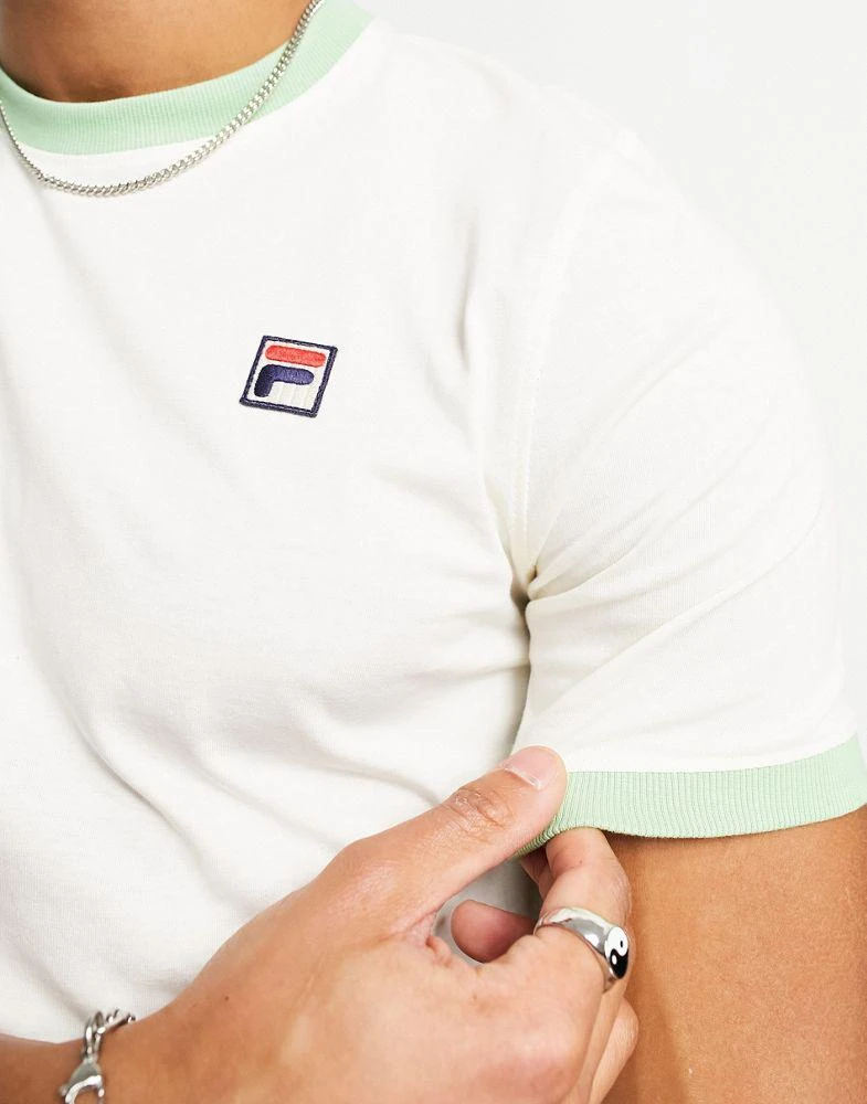商品Fila|Fila Marconi t-shirt with small box logo in cream with green tipping,价格¥180,第3张图片详细描述