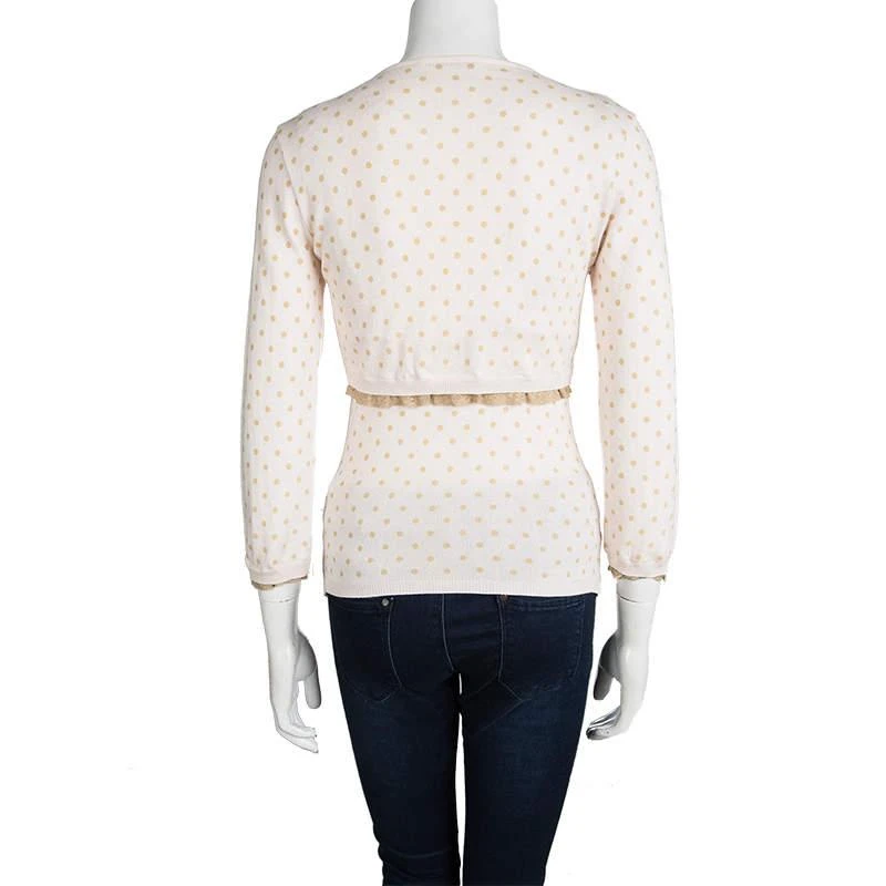 商品[二手商品] RED Valentino|Red Valentino Baby Pink Knit Polka Dotted Top and Cropped Cardigan Set M,价格¥824,第4张图片详细描述