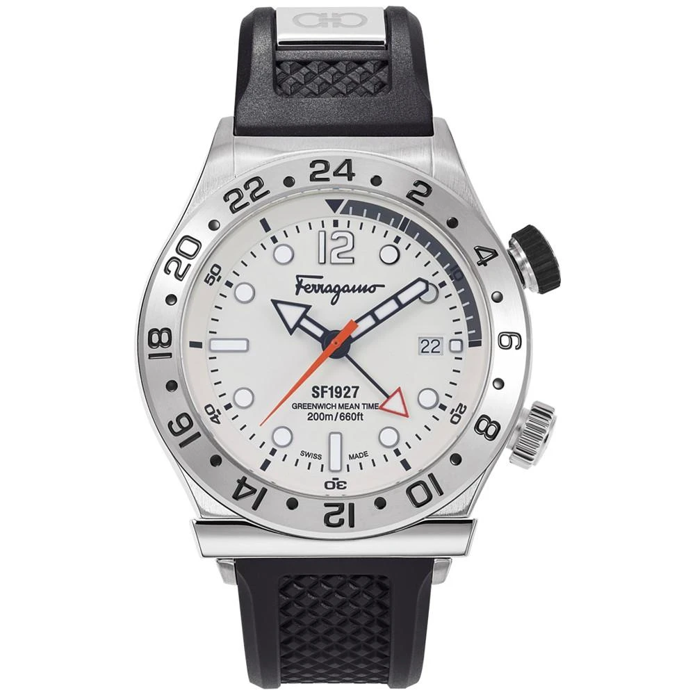 商品Salvatore Ferragamo|Men's Swiss 1927 GMT Black Silicone Strap Watch 44mm,价格¥6451,第1张图片