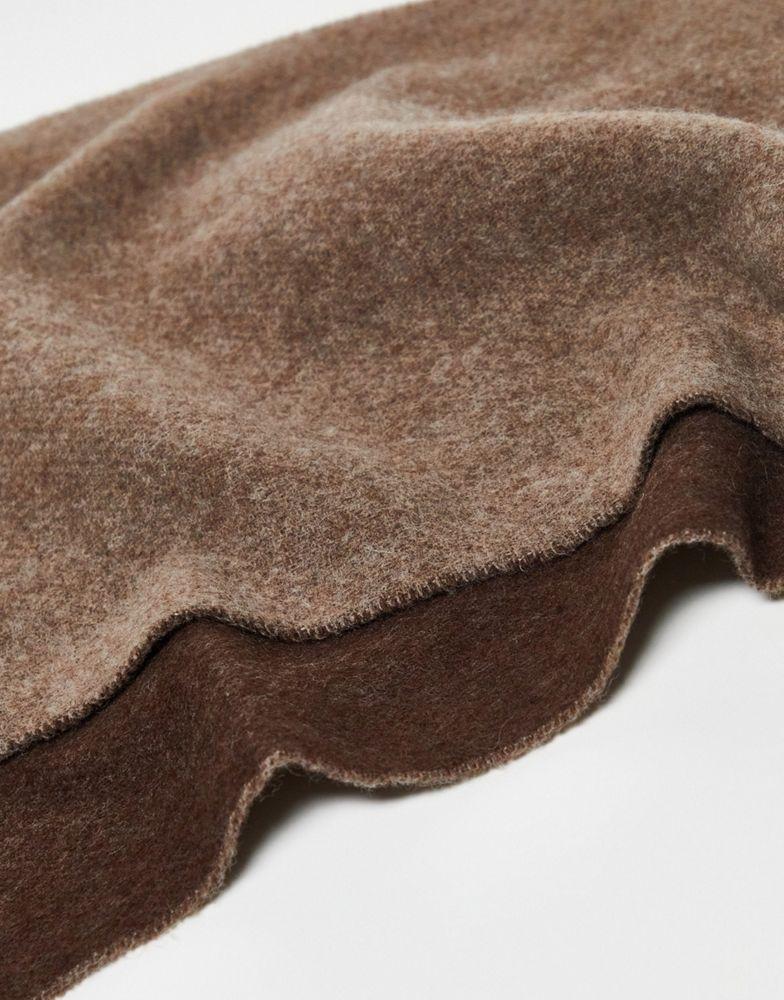 Polo Ralph Lauren wool mix reversible scarf in tan/brown with pony logo商品第4张图片规格展示