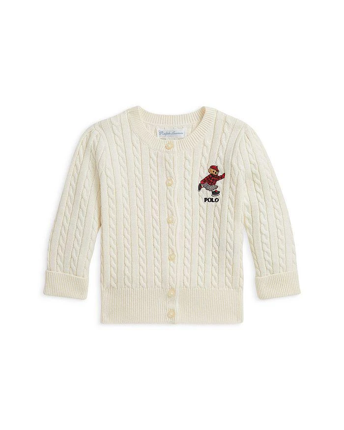 商品Ralph Lauren|Polo Girls' Polo Bear Min Cable Cotton Cardigan - Baby,价格¥436,第1张图片详细描述