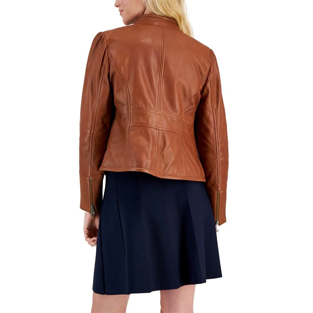 商品Tommy Hilfiger|Women's Band-Collar Decorative-Button Leather Jacket,价格¥2177,第2张图片详细描述