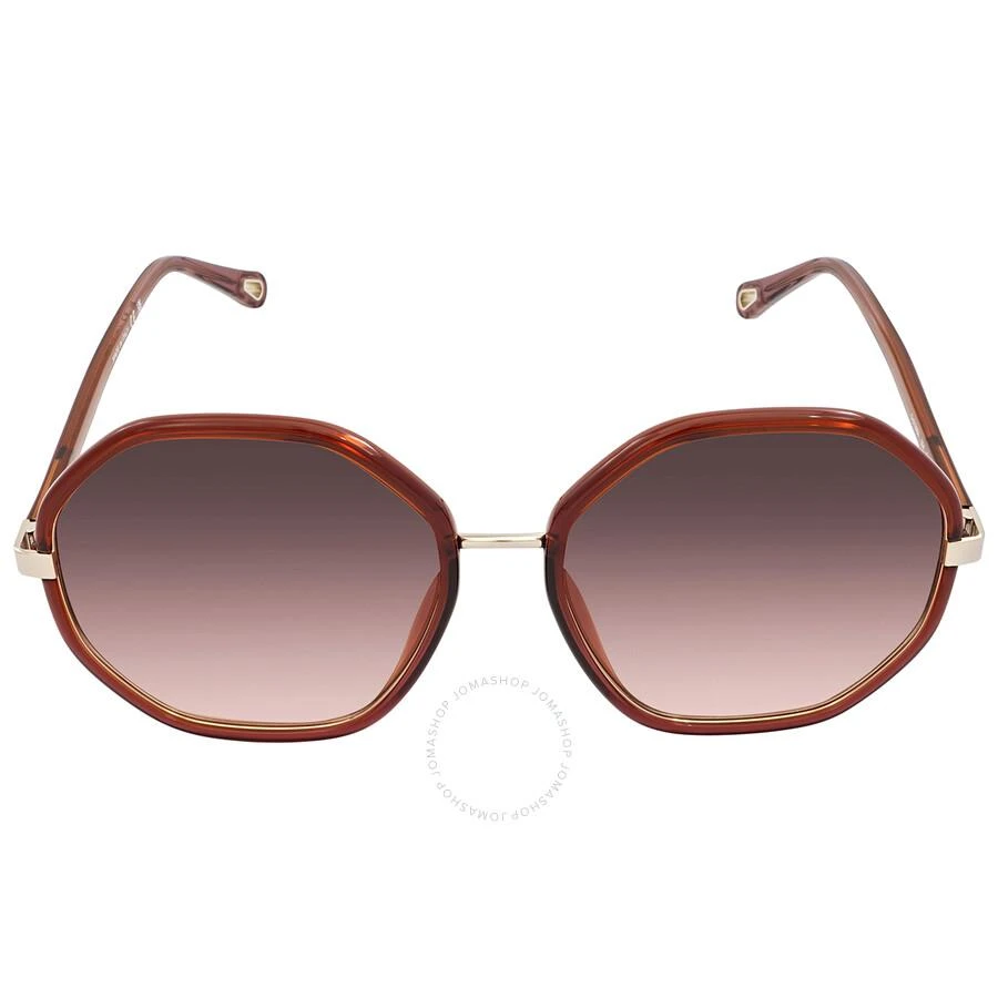 商品Chloé|Gradient Red Brown Geometric Ladies Sunglasses CH0133SA 004 59,价格¥1043,第1张图片