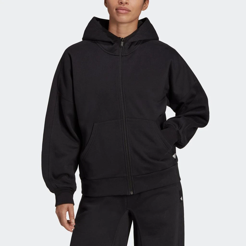 商品Adidas|Women's adidas Studio Lounge Fleece Hooded Full-Zip Sweatshirt,价格¥319,第1张图片