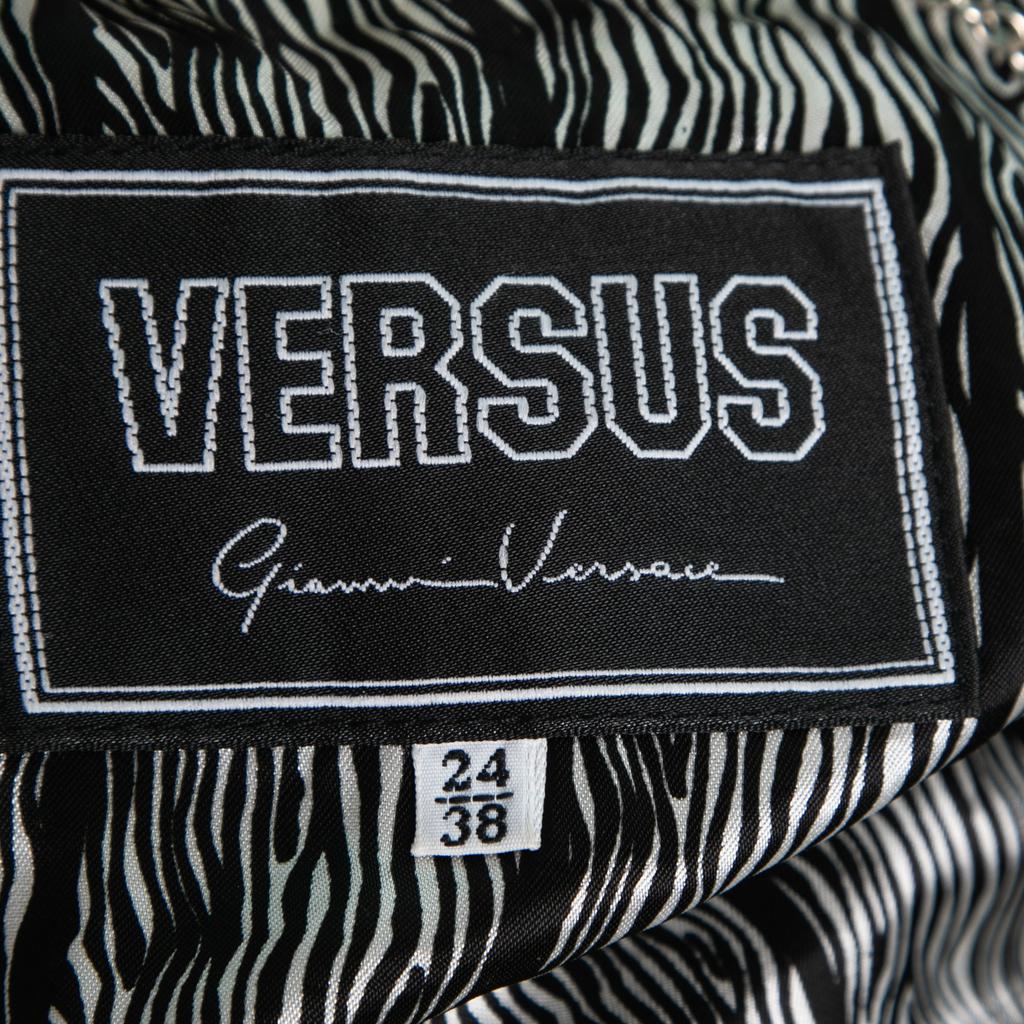 Versus Versace Vintage Black Faux-Fur Collar Wool Belted Coat S商品第4张图片规格展示