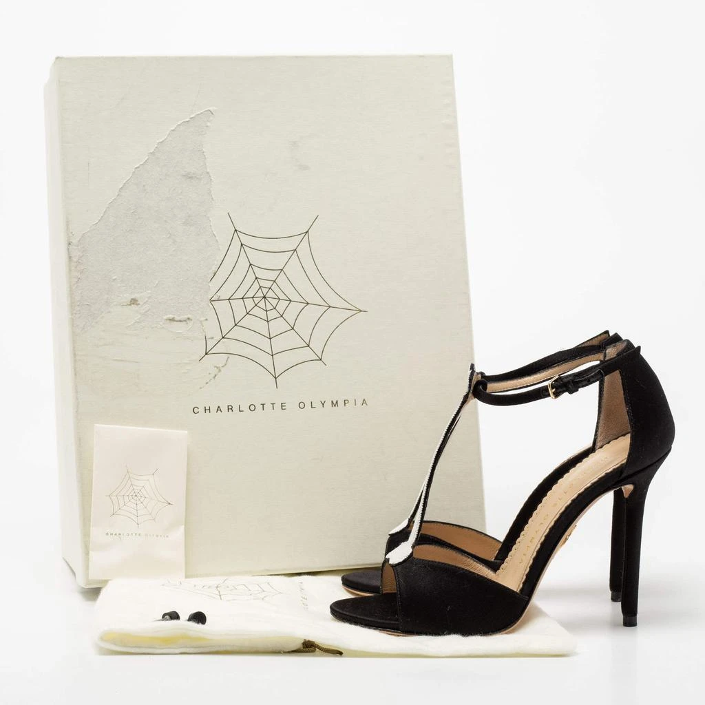 Charlotte Olympia Monochrome Satin Skeleton T Strap Sandals Size 36.5 商品