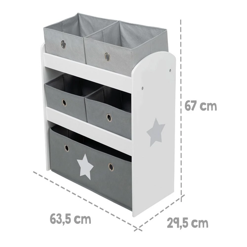 商品Roba-Kids|Play Shelf Stars Children's Multi Bin Toy Organizer Shelf Storage Cabinet with Fabric Boxes Set, 6 Piece,价格¥596,第4张图片详细描述
