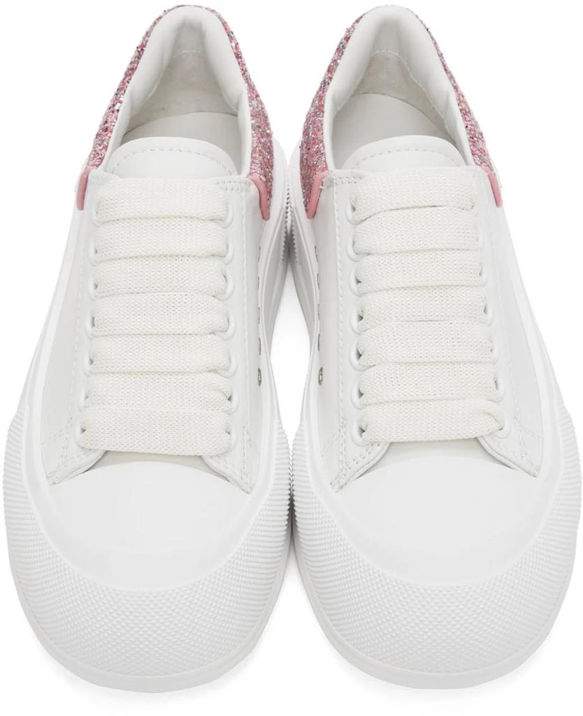 商品Alexander McQueen|White & Pink Deck Lace-Up Plimsoll Sneakers,价格¥1336,第5张图片详细描述