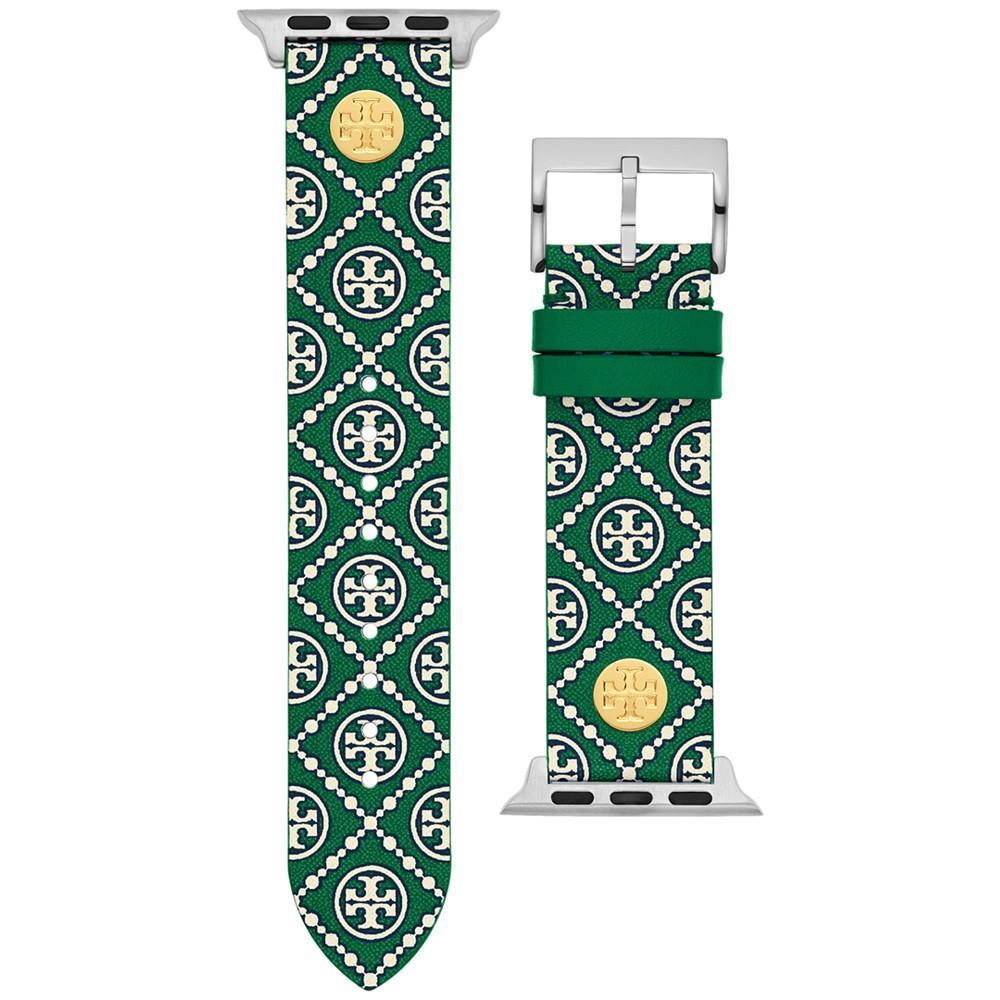 商品Tory Burch|Women's Green Medallion Print Band For Apple Watch® Leather Strap 38mm/40mm,价格¥699,第1张图片
