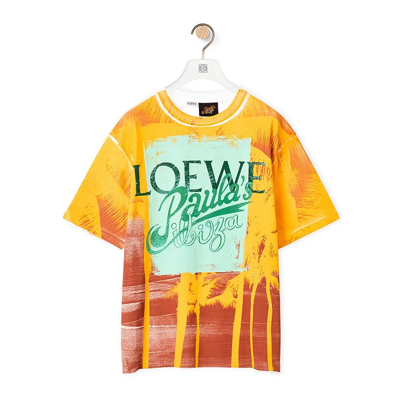 商品Loewe|LOEWE/罗意威 22年春夏新款 男士绵白色/多色纯棉棕榈树印花短袖T恤H616Y22X43-1952,价格¥3665,第4张图片详细描述